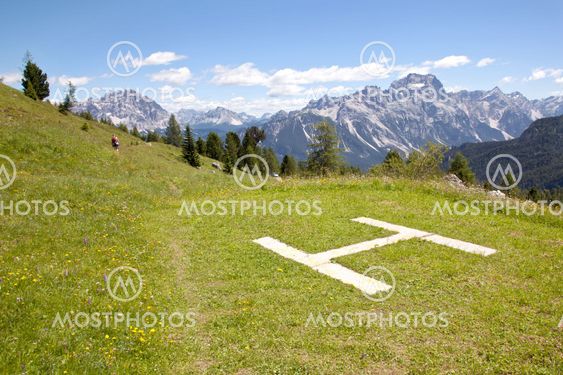 landing place for helicopter near cinque torri in the dolomites