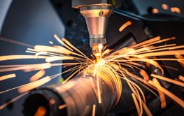 CNC Laser cutting of metal, modern industrial technology.