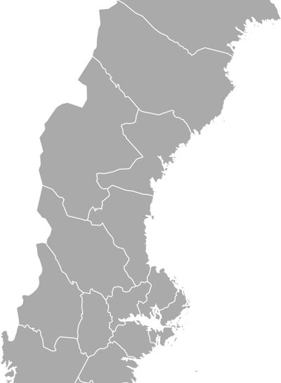 Map of Sweden, Skane County highlighted
