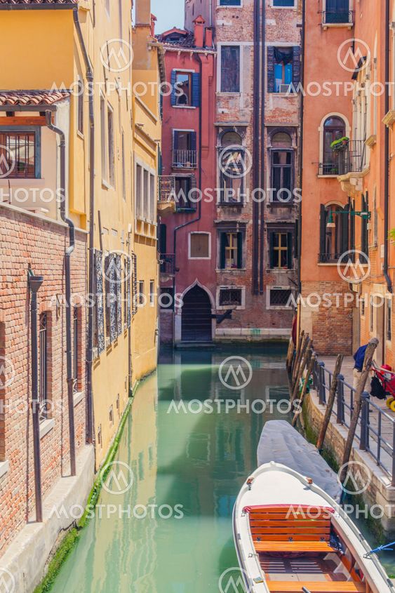 Venice canal with gondolas
