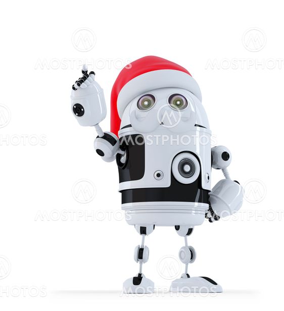 Robot Santa pointing up