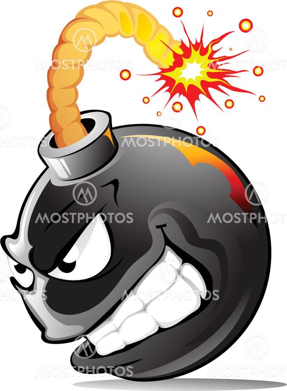 Very evil cartoon bomb ready to explode!