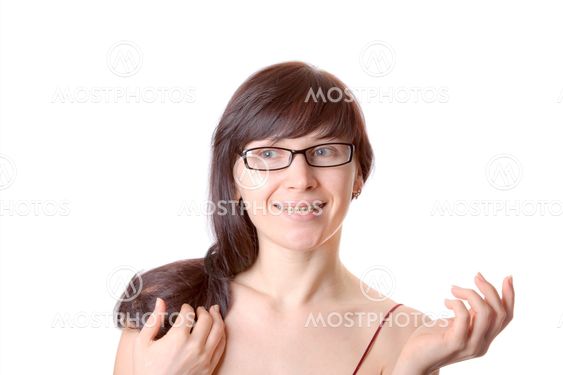 Pretty woman with braces