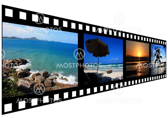 Film strip on white background