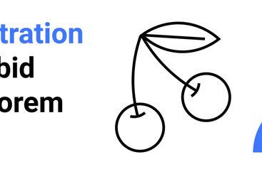 Graduate figure and minimal branch with cherries next to...