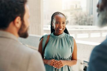 Meeting, group and teamwork with business people in city...