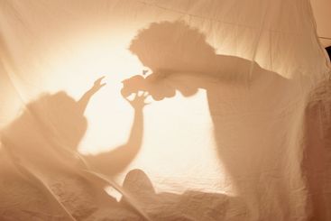 Toys, parent and child with shadow for playing,...