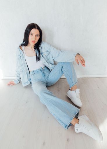 Portrait of Beautiful Slim Fashionable Brunette Woman in...