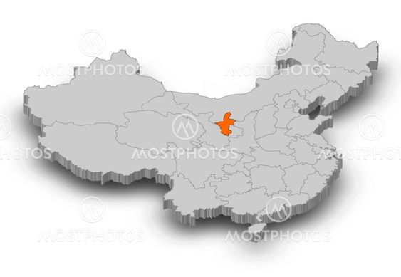 Map - China, Ningxia - 3D-Illustration