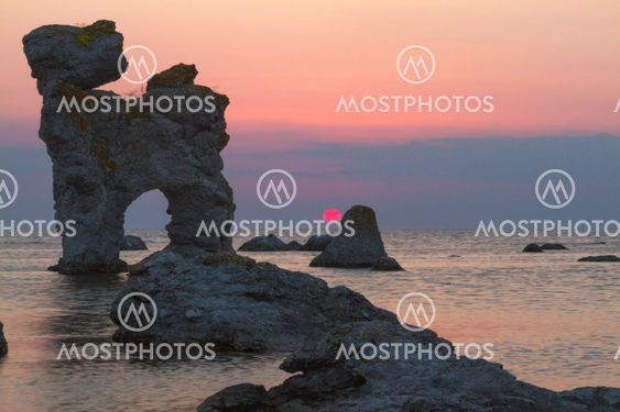 The rauk "The dog" in sunset