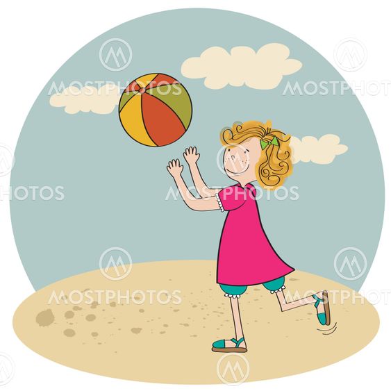 girl playing ball on the beach