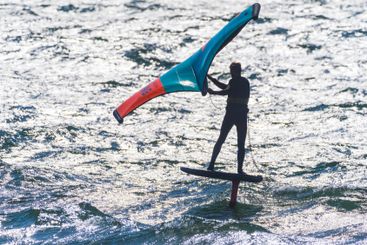 Wing surfing at Mölle, Skåne, Sweden during a sunny day...