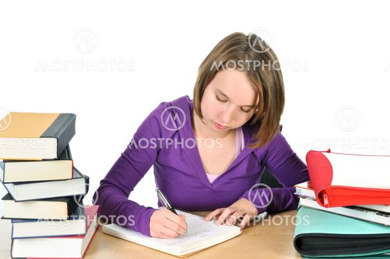 Teenage girl studying