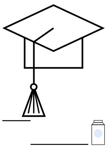 Graduation cap with tassel and a bottle symbolizing...