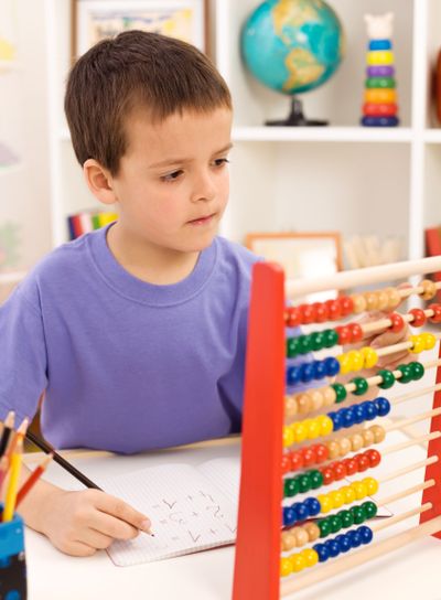 Kid doing math exercise