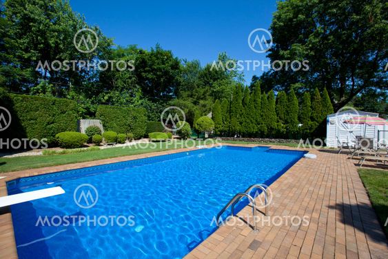 clear blue sky and pool.