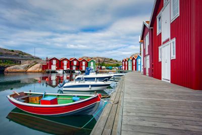 Wooden fishing huts Sweden, Scandinavia