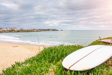 beautiful summer beach at the algarve coast in portugal