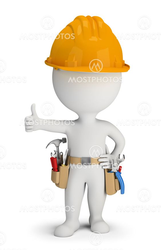 3d small people - repairman with tool belt