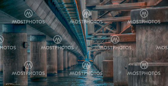 between the bridges