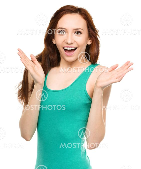 Portrait of a young surprised woman