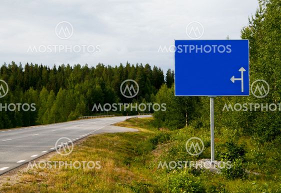 tom blå vägvisare