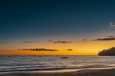 Evening after sunset on a tropical island.