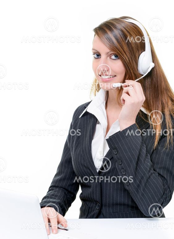 Hotline with smiling attractive girl
