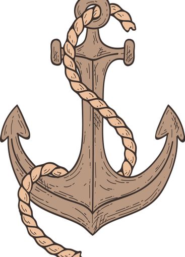 Vintage hand drawn anchor featuring rope intricately...