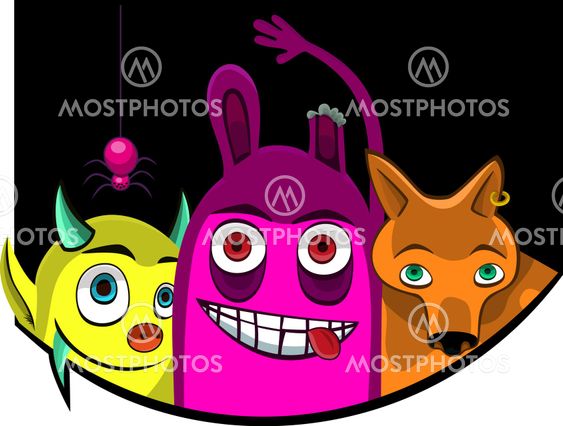 A vector illustration of monsters
