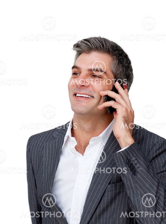 Attractive businessman on phone