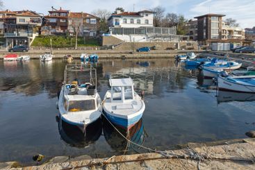 Sunset panorama of the port of Sozopol, Bulgaria