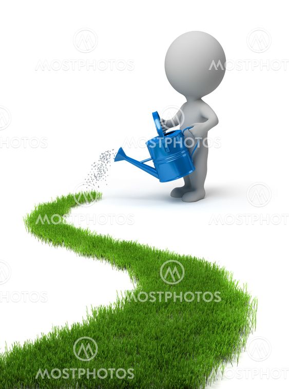 3d small people - grassy road
