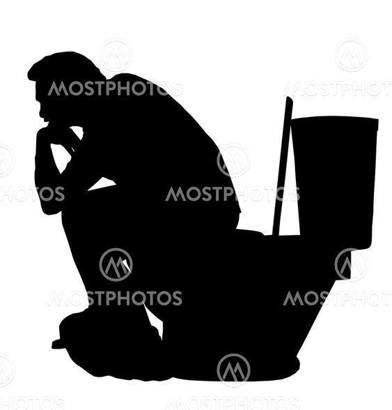 Thinking Man on Toilet Silhouette