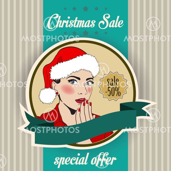 Christmas sale design with sexy Santa girl