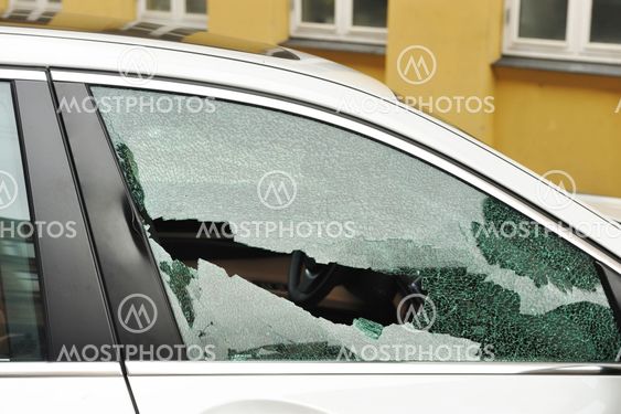 Broken passenger window, car theft