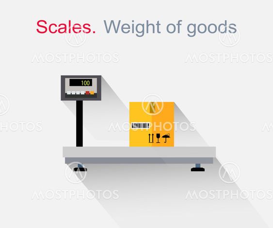 Scales flat Design. Weight of Goods