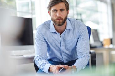 Man, portrait and professional architect in office,...