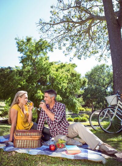 Couple having picnic in the park 