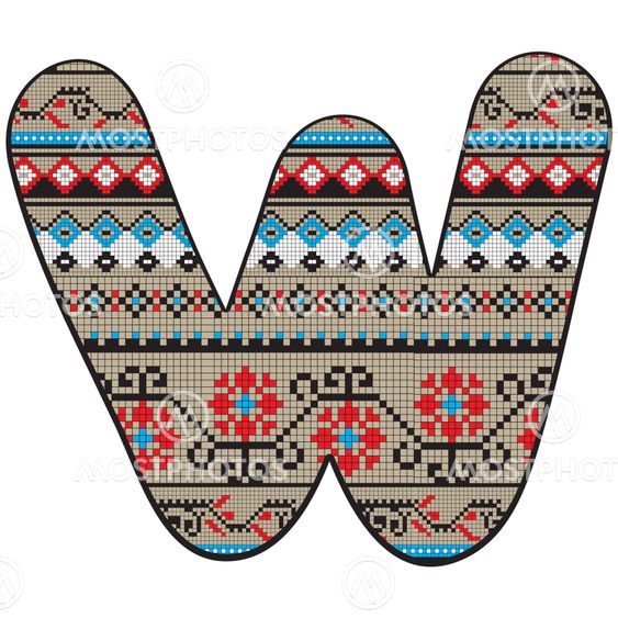 W letter decorated