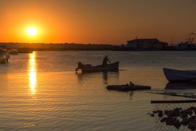 Sunset on port of Sozopol, Bulgaria