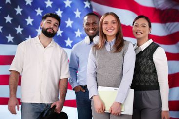 American Student Group. School Day Celebrations In Front