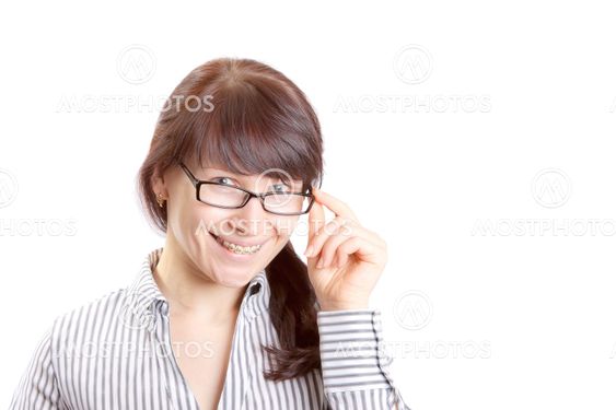 Smiling girl with braked