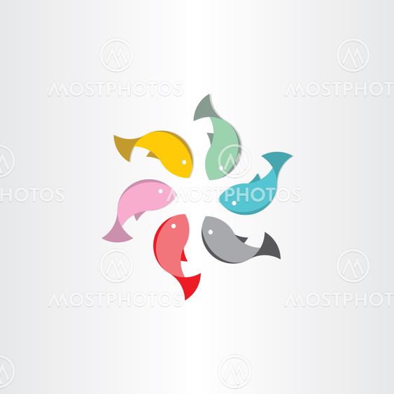 fish in circle abstract vector symbol