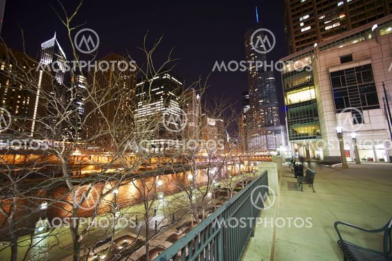 Chicago Riverwalk at Night