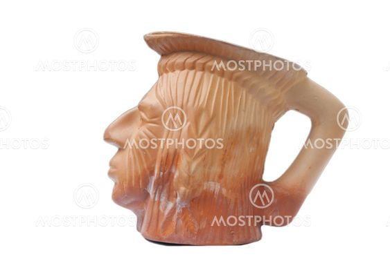 The redskin clay cup on a white background