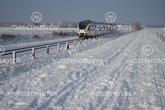 Train in the snow