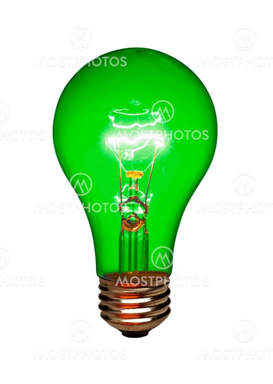 Green light bulb, isolated
