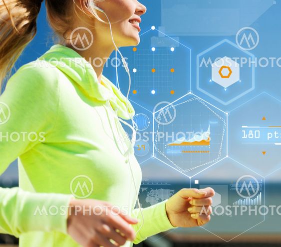 smiling woman doing running outdoors