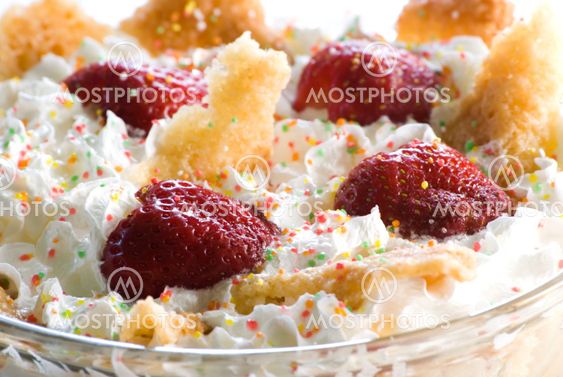 Strawberry dessert with whipped cream
